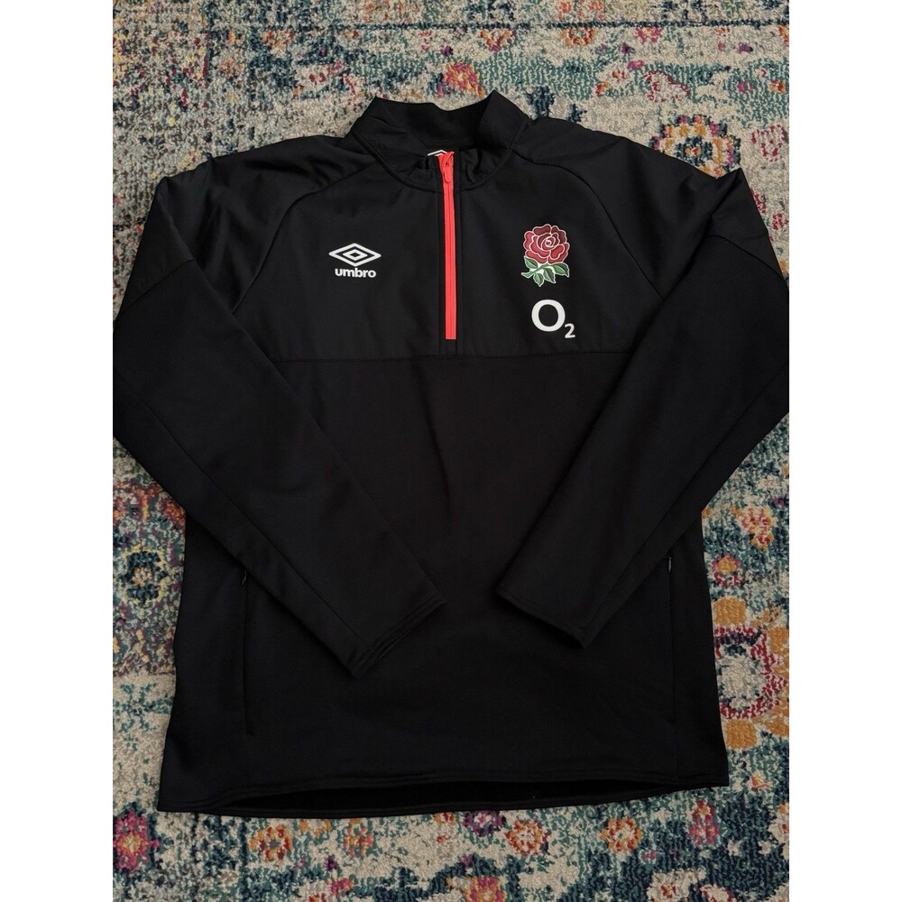 Umbro England Rugby‎ 1/2 Zip Pullover Sweatshirt in Black Men's Size XL